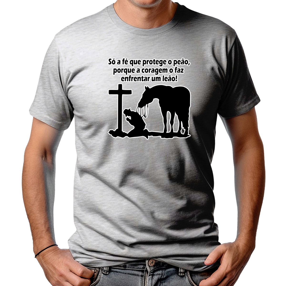CAMISETA MASCULINA A FÉ PROTEGE
