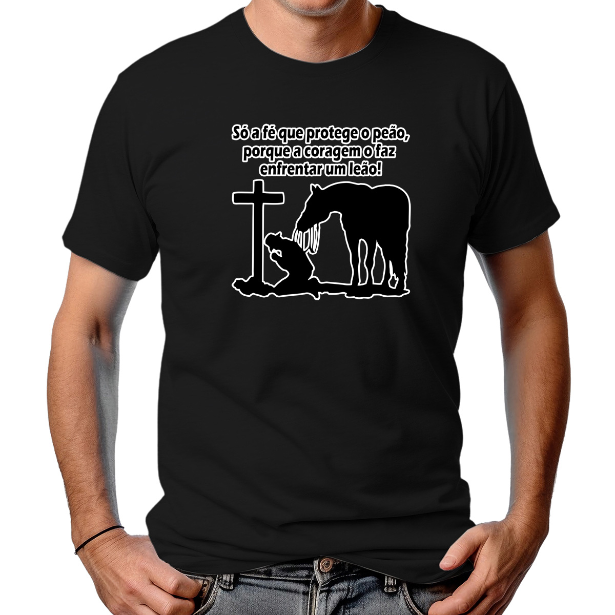 CAMISETA MASCULINA A FÉ PROTEGE