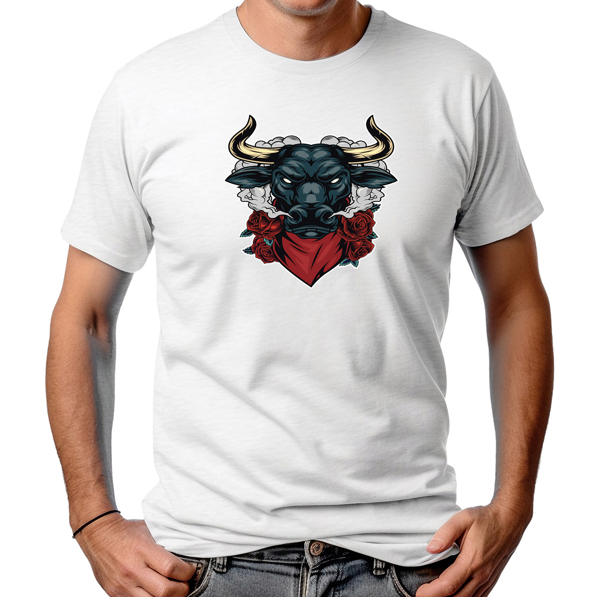 CAMISETA MASCULINA SMOKING ANGRY BULL