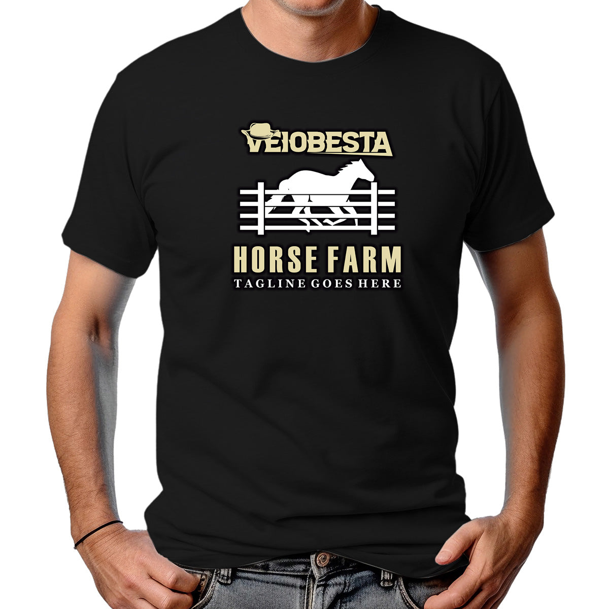 CAMISETA MASCULINA VEIOBESTA HORSE FARM