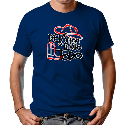 CAMISETA MASCULINA DEUS É BOM O TEMPO TODO