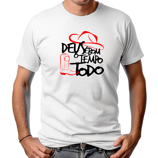 CAMISETA MASCULINA DEUS É BOM O TEMPO TODO