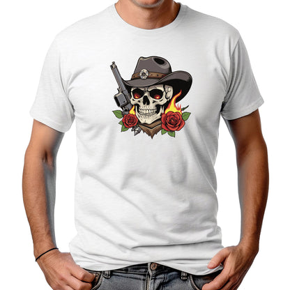 CAMISETA MASCULINA SKULL AND ROSES