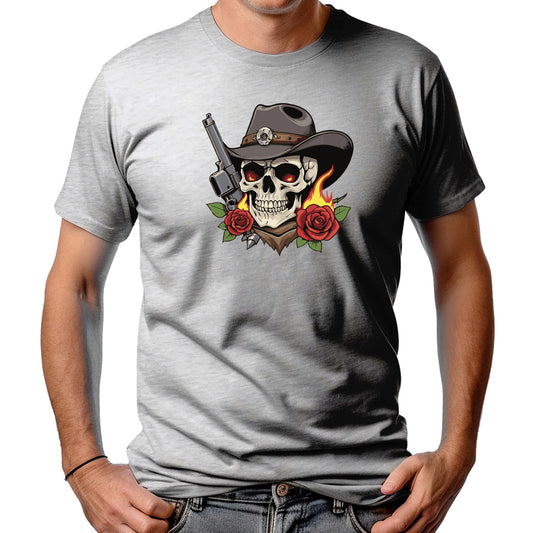 CAMISETA MASCULINA SKULL AND ROSES