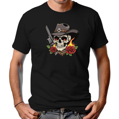 CAMISETA MASCULINA SKULL AND ROSES
